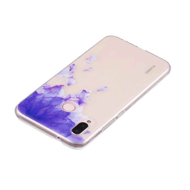 Pattern Printing TPU Jelly Phone Case for Huawei P20 Lite/Nova 3e (China) - Purple Flower-3