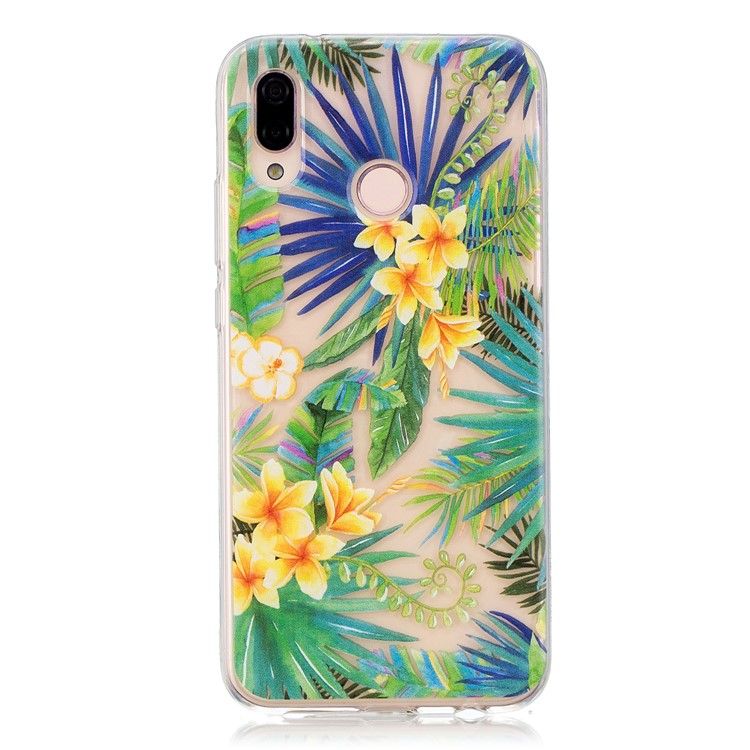 Pattern Printing TPU Back Protection Cover for Huawei P20 Lite/Nova 3e (China) - Flowers and Green Leaves-1