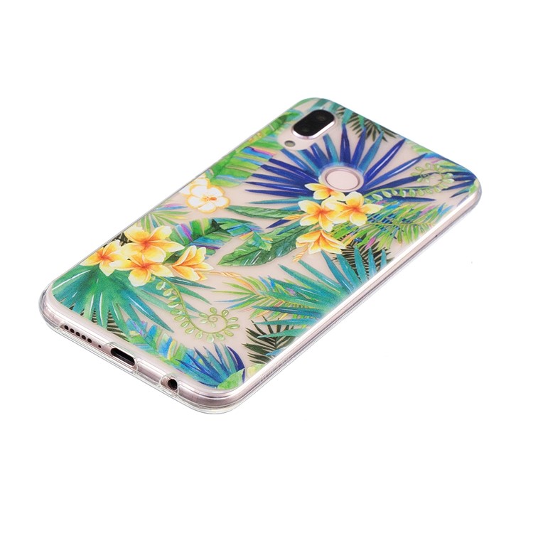 Pattern Printing TPU Back Protection Cover for Huawei P20 Lite/Nova 3e (China) - Flowers and Green Leaves-2