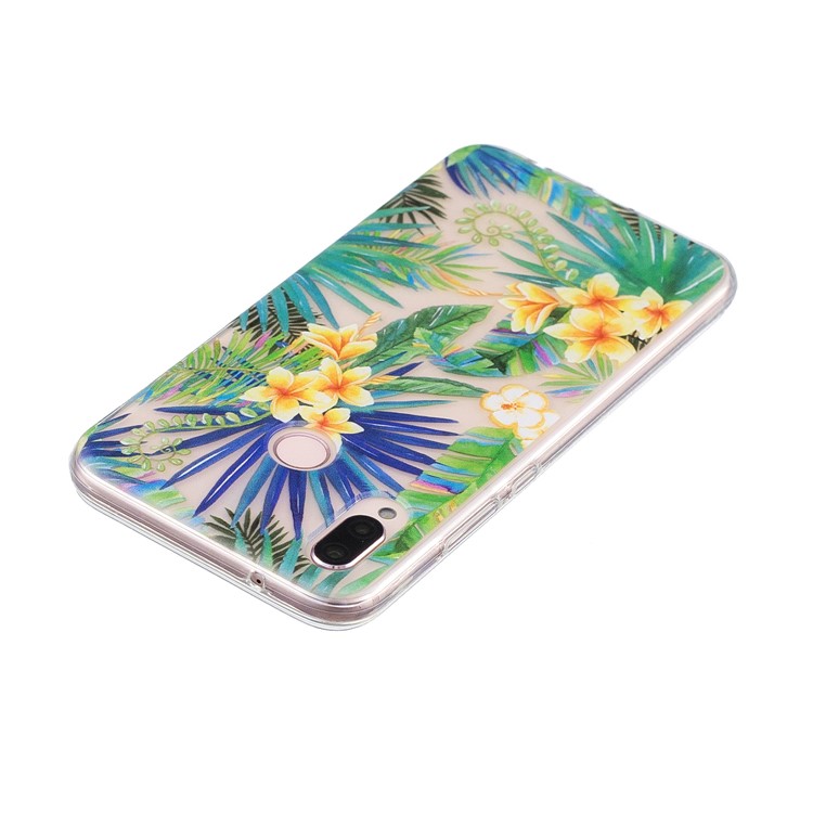 Pattern Printing TPU Back Protection Cover for Huawei P20 Lite/Nova 3e (China) - Flowers and Green Leaves-3