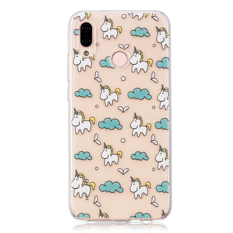 Pattern Printing TPU Gel Cover Shell Case for Huawei P20 Lite/Nova 3e (China) - Unicorns and Cloud-1