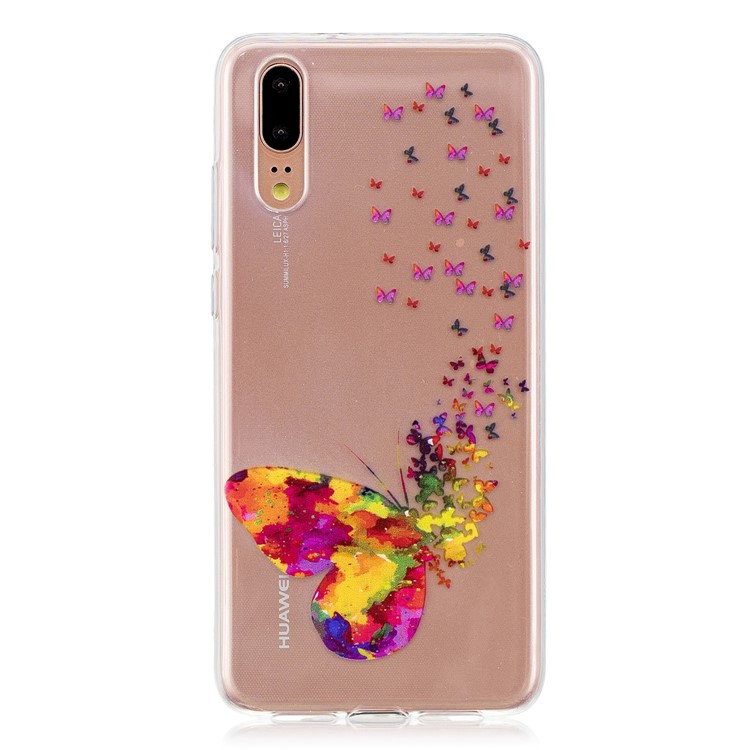 Printing Pattern TPU Cover for Huawei P20 - Colorful Butterfly-1