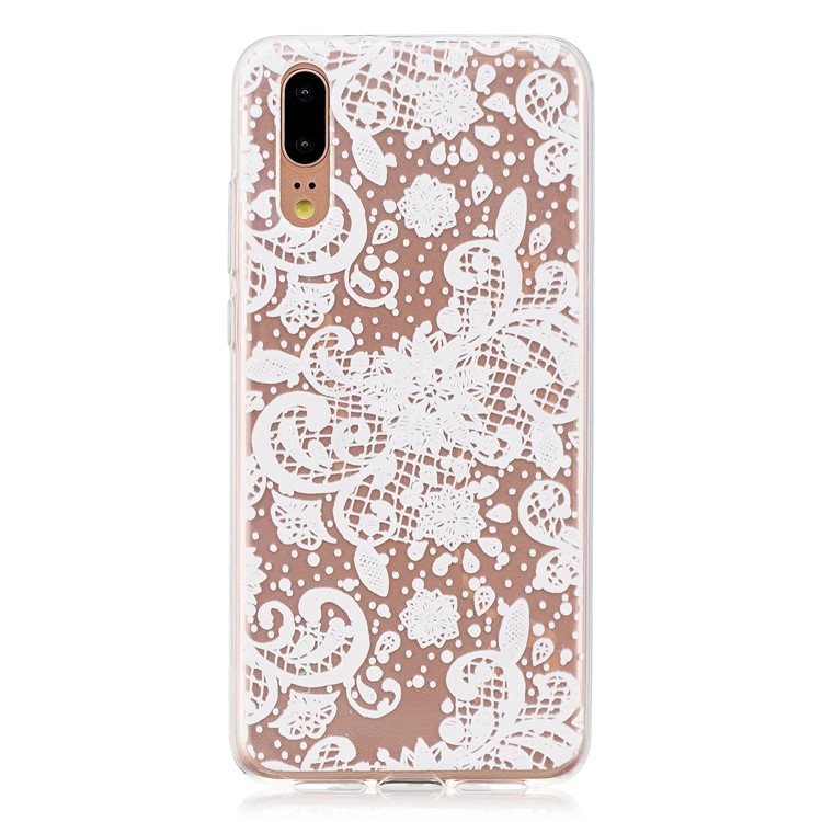 Patrón De Impresión Cubierta De La Cubierta De TPU Para Huawei P20 - Encaje Blanco-1