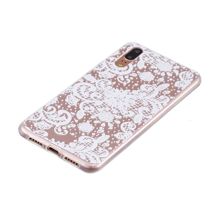 Patrón De Impresión Cubierta De La Cubierta De TPU Para Huawei P20 - Encaje Blanco-2