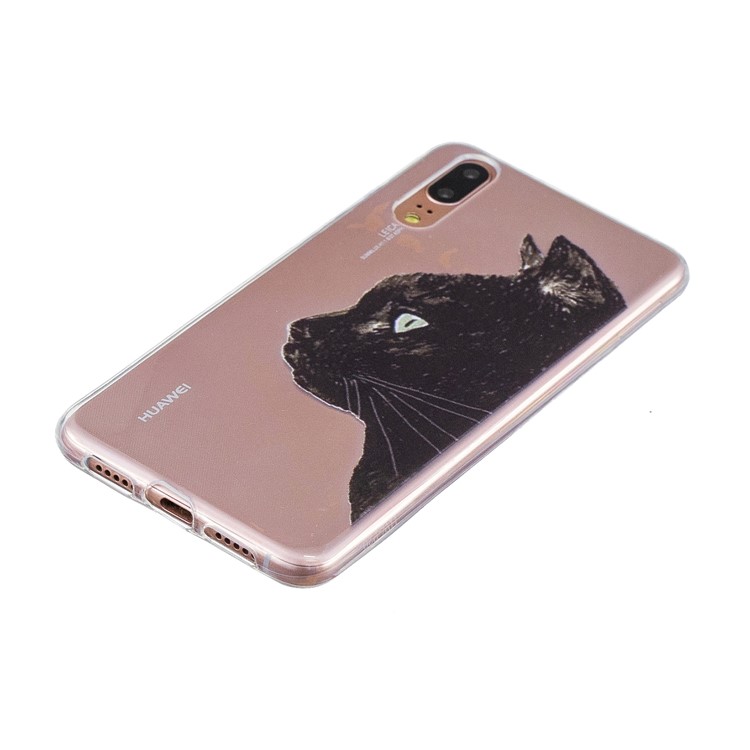 Printing Pattern TPU Mobile Cover for Huawei P20 - Black Cat-2