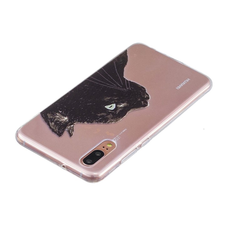 Printing Pattern TPU Mobile Cover for Huawei P20 - Black Cat-3