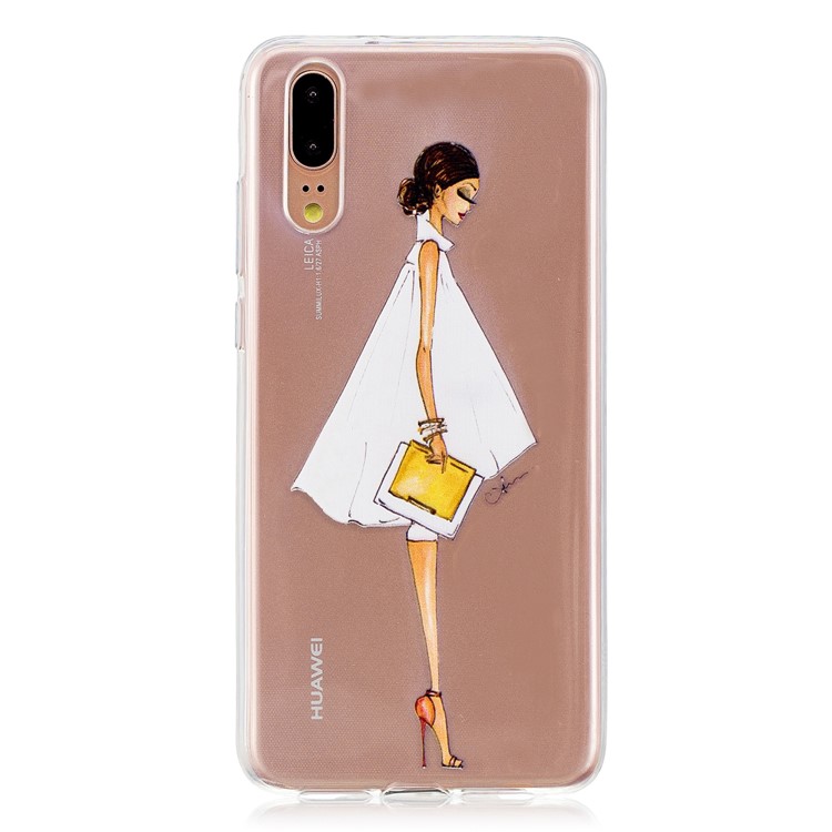 Printing Pattern TPU Cellphone Shell for Huawei P20 - Fashion Girl with Files-1