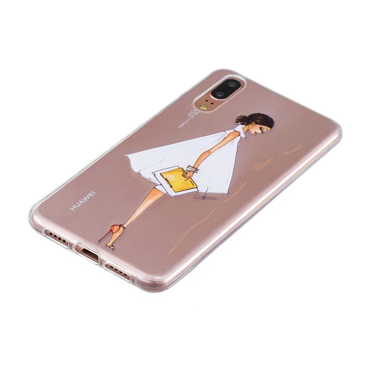 Printing Pattern TPU Cellphone Shell for Huawei P20 - Fashion Girl with Files-2