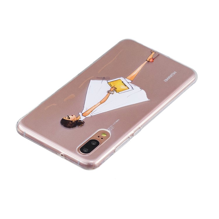Printing Pattern TPU Cellphone Shell for Huawei P20 - Fashion Girl with Files-3