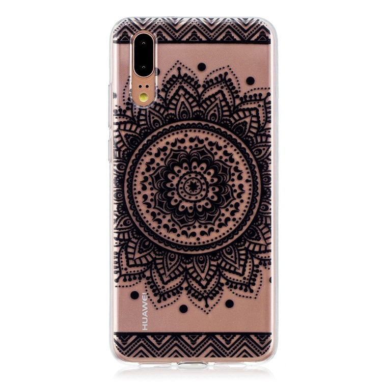 Printing Pattern TPU Phone Accessory Cover for Huawei P20 - Black Lotus-1