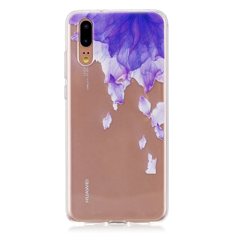 Printing Pattern TPU Phone Accessory Case for Huawei P20 - Purple Flower-1