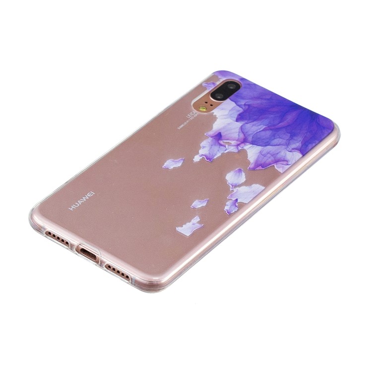Printing Pattern TPU Phone Accessory Case for Huawei P20 - Purple Flower-2