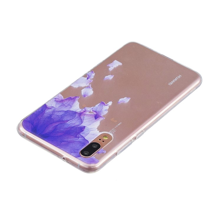 Printing Pattern TPU Phone Accessory Case for Huawei P20 - Purple Flower-3