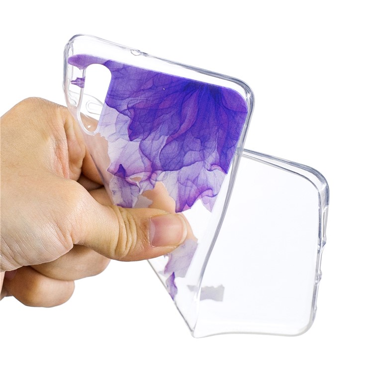 Printing Pattern TPU Phone Accessory Case for Huawei P20 - Purple Flower-4