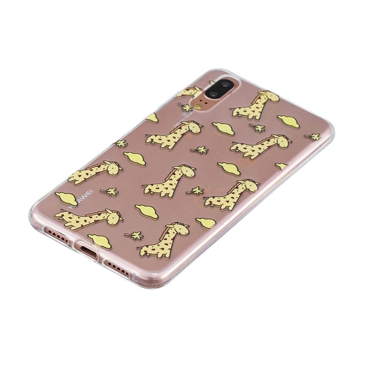 Printing Pattern TPU Protection Casing Cover for Huawei P20 - Cute Giraffe-2