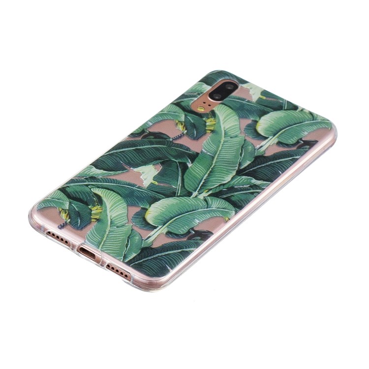 Caja Del Teléfono Móvil Del Modelo De Impresión TPU Para Huawei P20 - Hojas Verdes-2