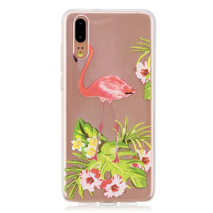 Printing Pattern TPU Mobile Phone Shell for Huawei P20 - Flamingo-1