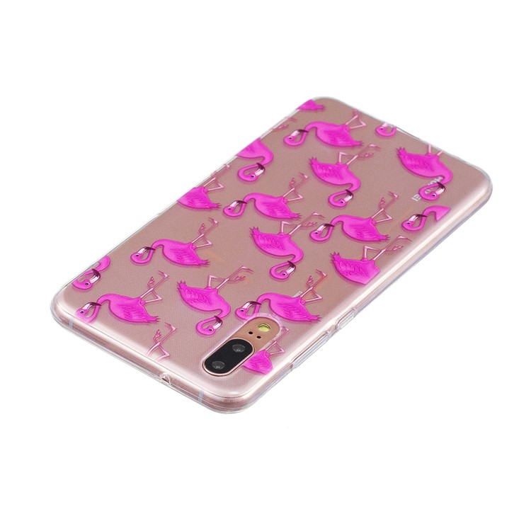 Printing Pattern TPU Shell Cover for Huawei P20 - Rose Flamingo-3