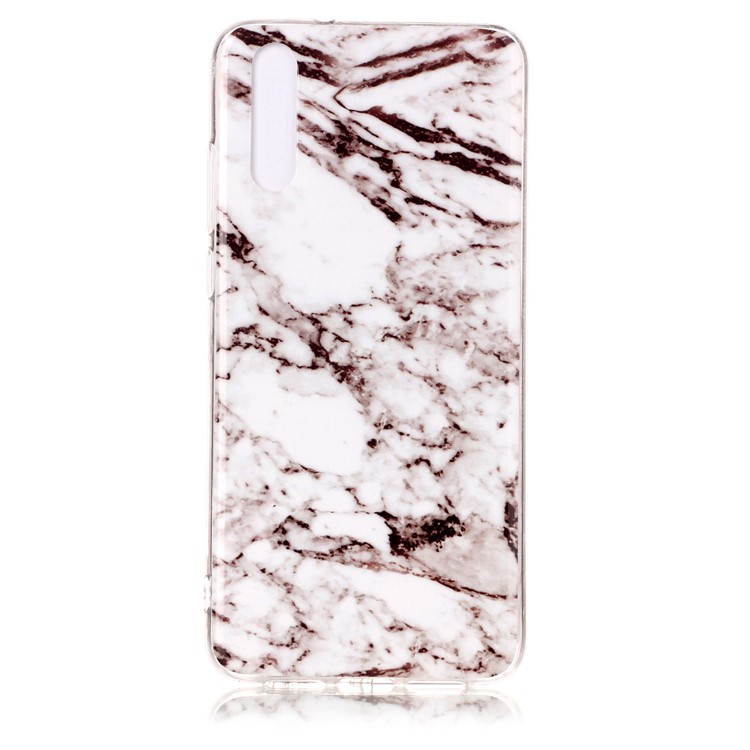 Marble Pattern IMD TPU Back Case for Huawei P20 - White / Grey-2