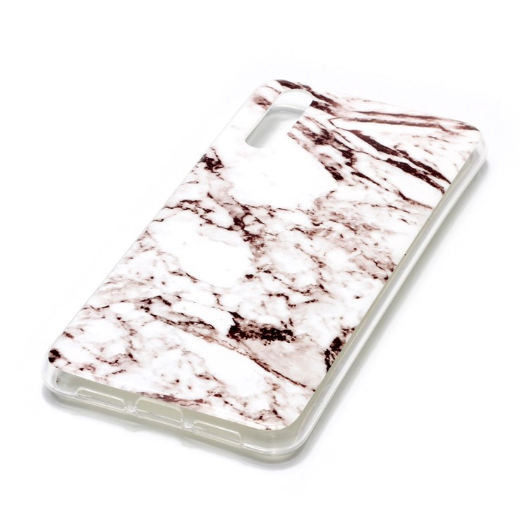 Marble Pattern IMD TPU Back Case for Huawei P20 - White / Grey-3