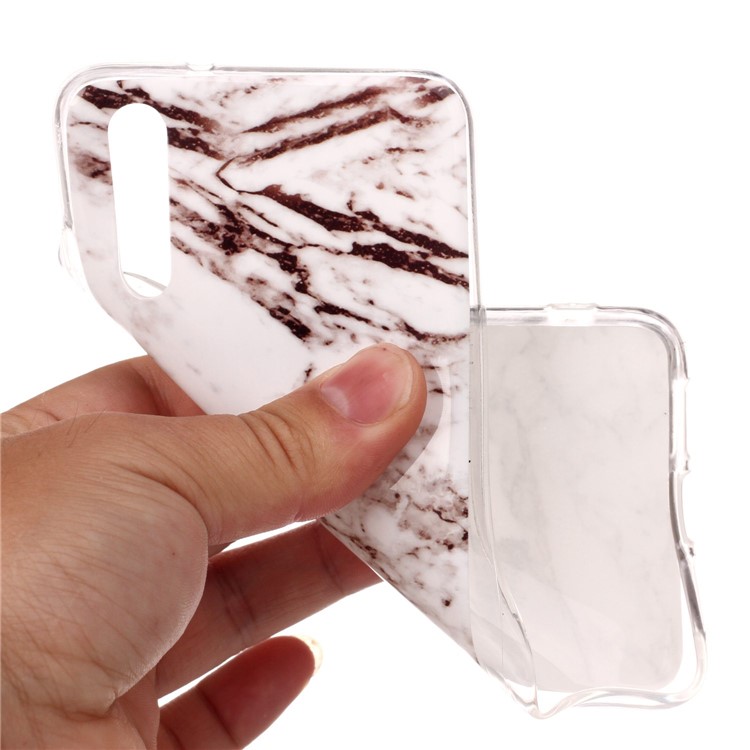 Marble Pattern IMD TPU Back Case for Huawei P20 - White / Grey-4
