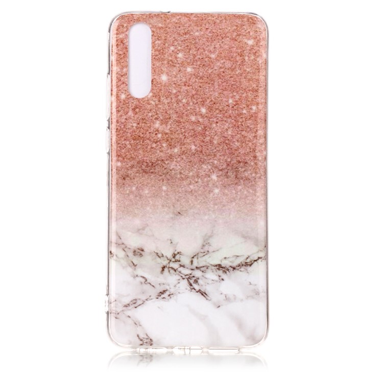 Etui Souple IMD TPU En Marbre Pour Huawei P20 - Orange / Gris-2