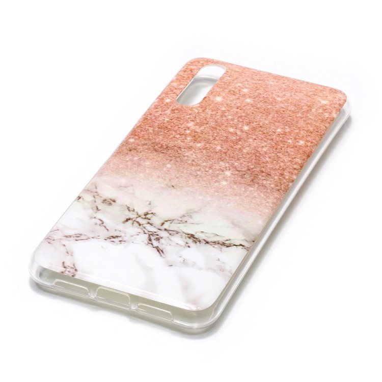 Etui Souple IMD TPU En Marbre Pour Huawei P20 - Orange / Gris-3