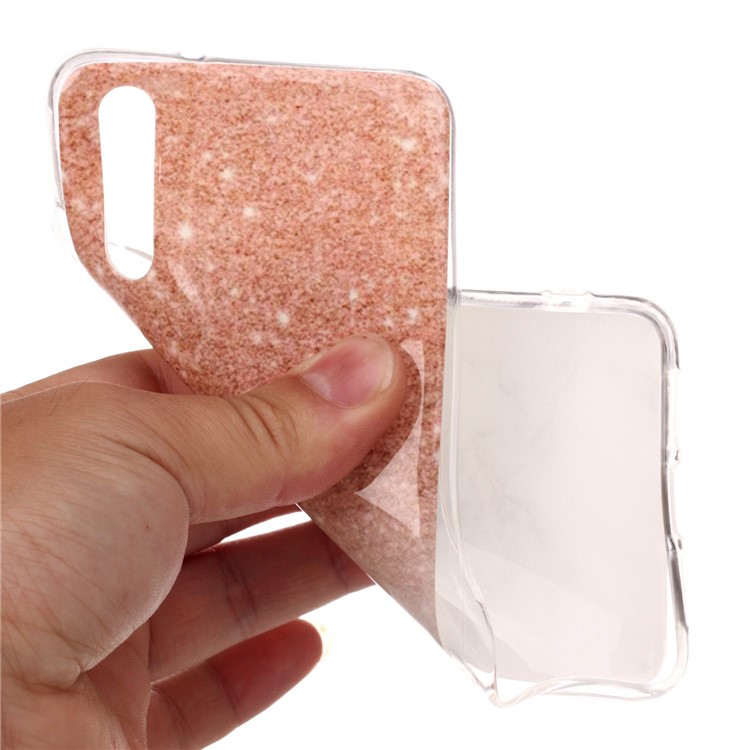 Etui Souple IMD TPU En Marbre Pour Huawei P20 - Orange / Gris-4