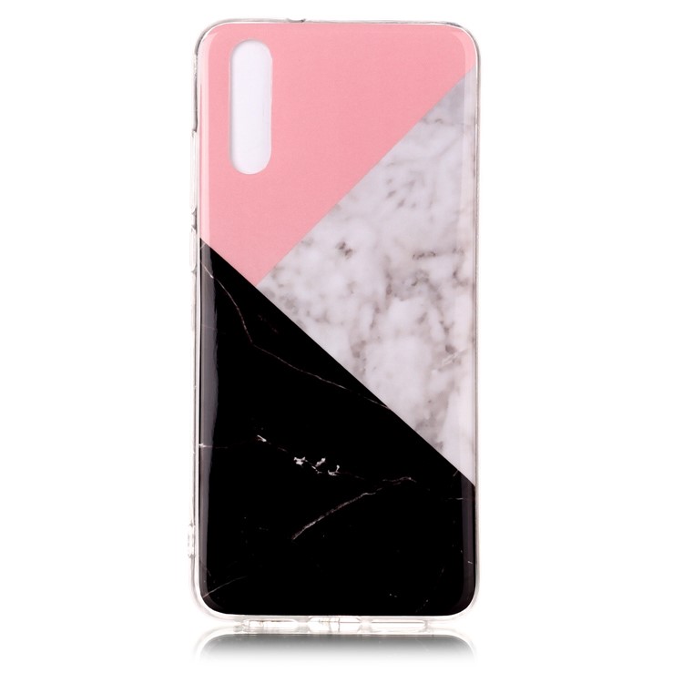 Padrão de Mármore IMD TPU Shell Case Para Huawei P20 - Rosa / Cinza / Preto-2