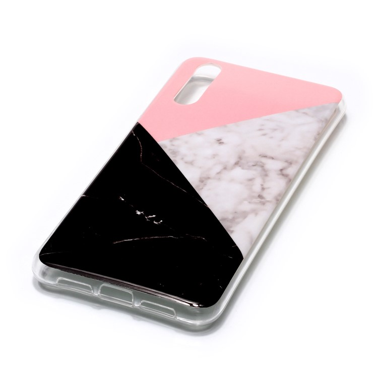 Padrão de Mármore IMD TPU Shell Case Para Huawei P20 - Rosa / Cinza / Preto-3