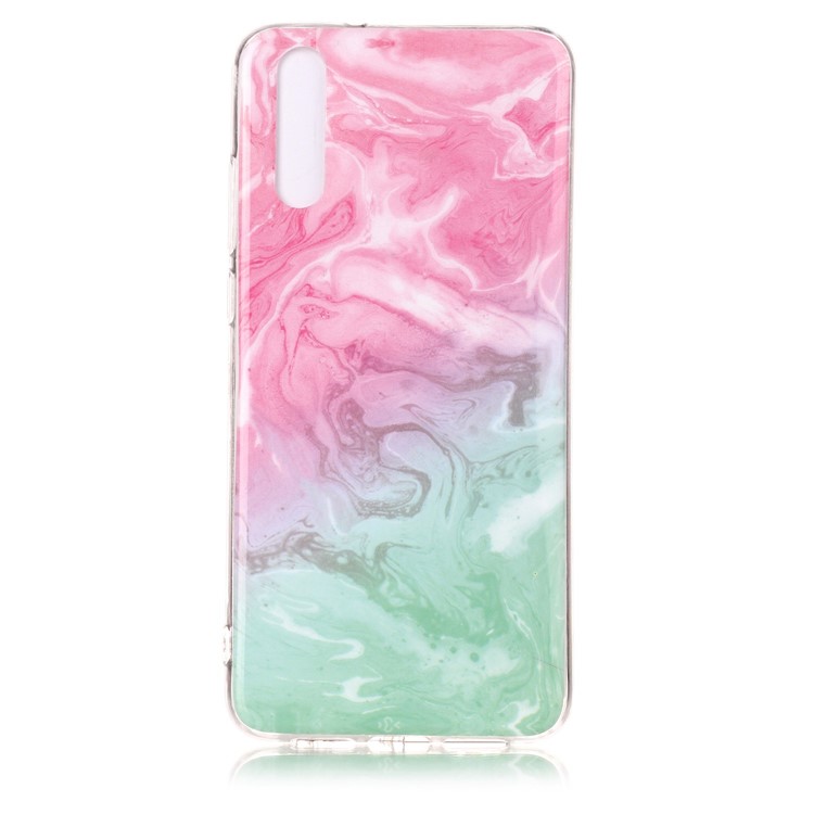 Marble Pattern IMD TPU Case Shell for Huawei P20 - Pink / Green-2