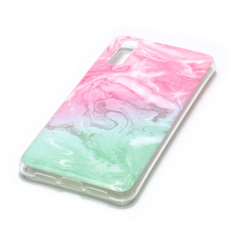Marble Pattern IMD TPU Case Shell for Huawei P20 - Pink / Green-3