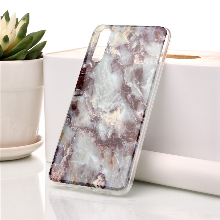 Marble Pattern IMD TPU Cell Phone Case for Huawei P20 - Blue / Black-1