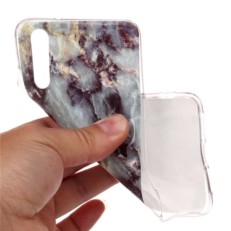 Marble Pattern IMD TPU Cell Phone Case for Huawei P20 - Blue / Black-4