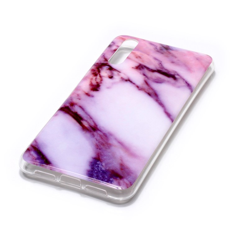 Marble Pattern IMD TPU Shell Cover Case for Huawei P20 - Pink / White-3