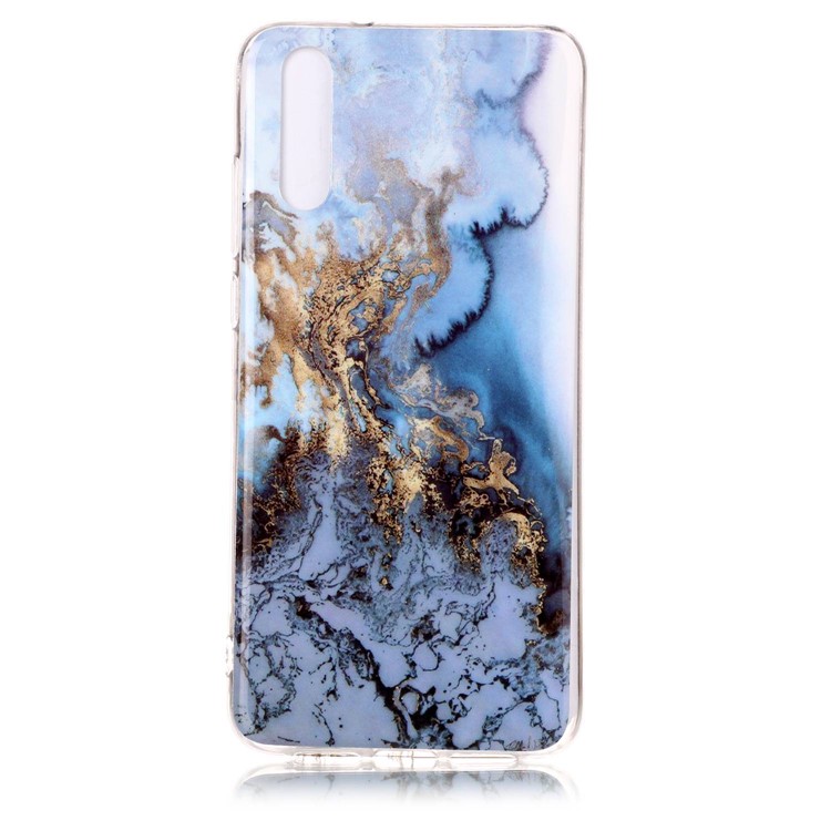 Marble Pattern IMD TPU Case Phone Shell for Huawei P20 - Gold / Blue-2