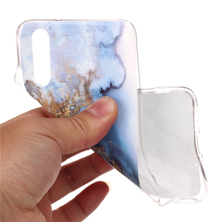 Marble Pattern IMD TPU Case Phone Shell for Huawei P20 - Gold / Blue-4