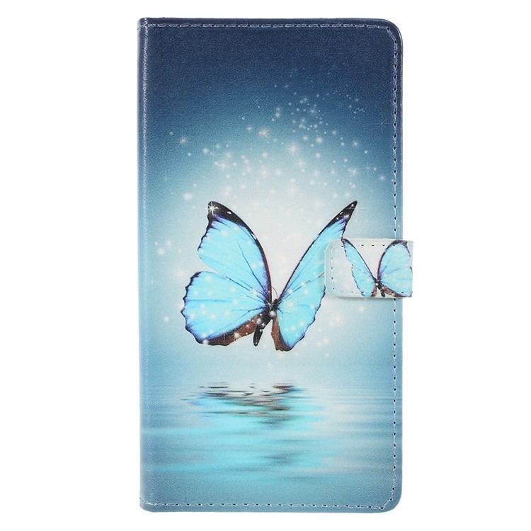 Pattern Printing Wallet Leather Cell Phone Accessory Case for Huawei Enjoy 8/Honor 7C/Y7 Prime (2018) - Blue Butterfly-1