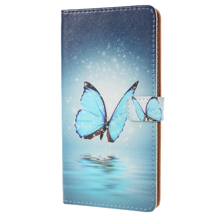 Pattern Printing Wallet Leather Cell Phone Accessory Case for Huawei Enjoy 8/Honor 7C/Y7 Prime (2018) - Blue Butterfly-2