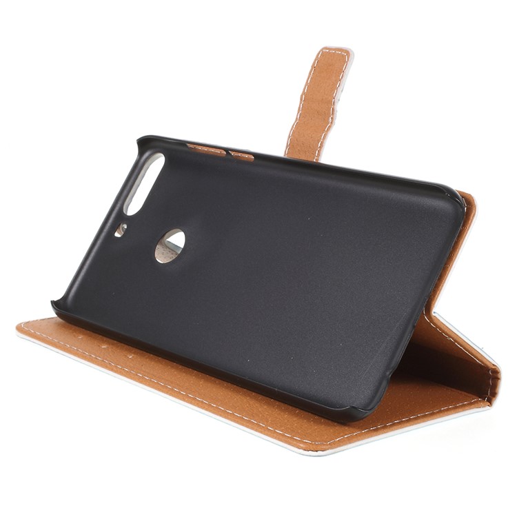 Pattern Printing Wallet Leather Cell Phone Accessory Case for Huawei Enjoy 8/Honor 7C/Y7 Prime (2018) - Blue Butterfly-4