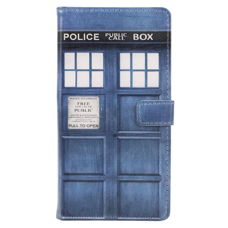 Pattern Printing Wallet Leather Cell Phone Accessory Shell for Huawei Enjoy 8/Honor 7C/Y7 Prime (2018) - Police Public Call Box-1