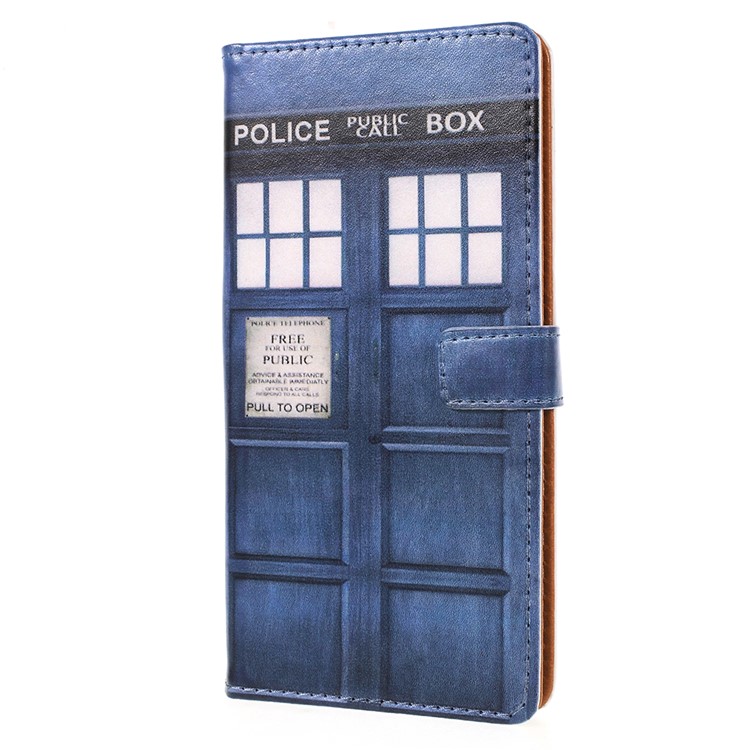 Pattern Printing Wallet Leather Cell Phone Accessory Shell for Huawei Enjoy 8/Honor 7C/Y7 Prime (2018) - Police Public Call Box-2