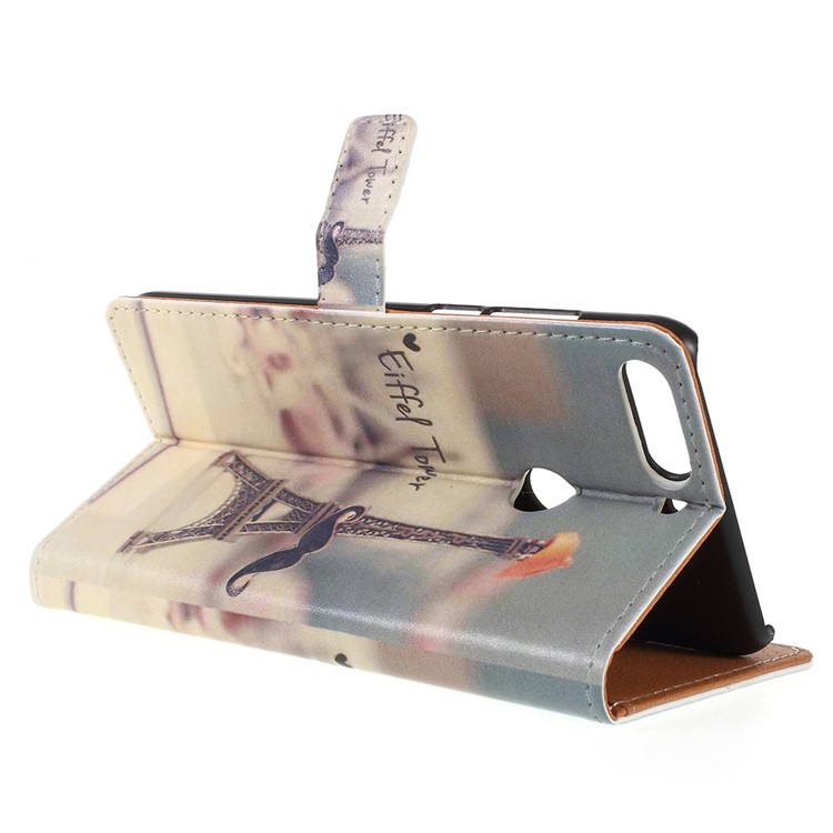 Pattern Printing Wallet Leather Phone Cover for Huawei Enjoy 8/Honor 7C/Y7 Prime (2018) - Eiffel Tower-5