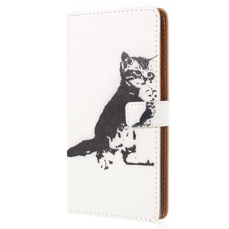 Pattern Printing Wallet Leather Casing Shell for Huawei Enjoy 8/Honor 7C/Y7 Prime (2018) - Black and White Cat-2