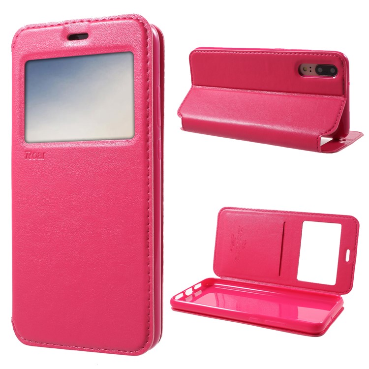 ROAR KOREA View Window Noble Leather Flip Stand Case for Huawei P20 - Rose-1