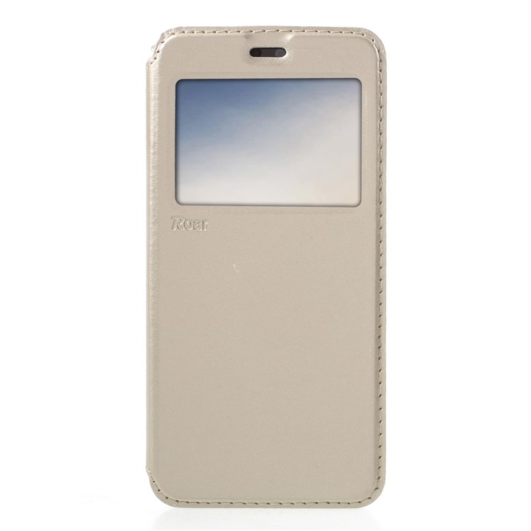 ROAR KOREA Janela De Exibição De Couro Nobre Flip Stand Shell Para Huawei P20 - Ouro-1