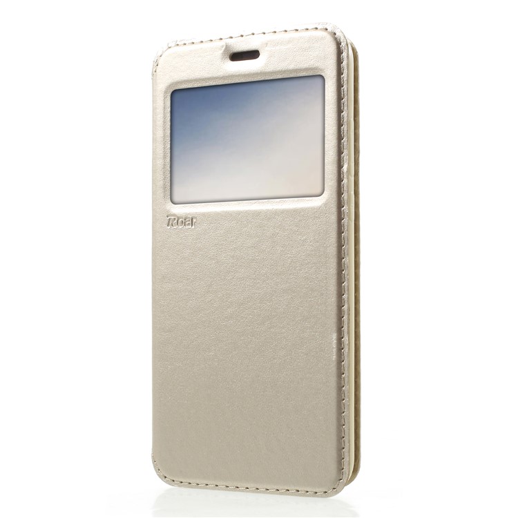 ROAR KOREA Janela De Exibição De Couro Nobre Flip Stand Shell Para Huawei P20 - Ouro-3