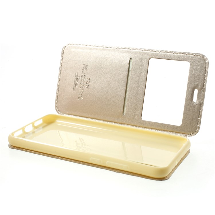 ROAR KOREA Janela De Exibição De Couro Nobre Flip Stand Shell Para Huawei P20 - Ouro-6