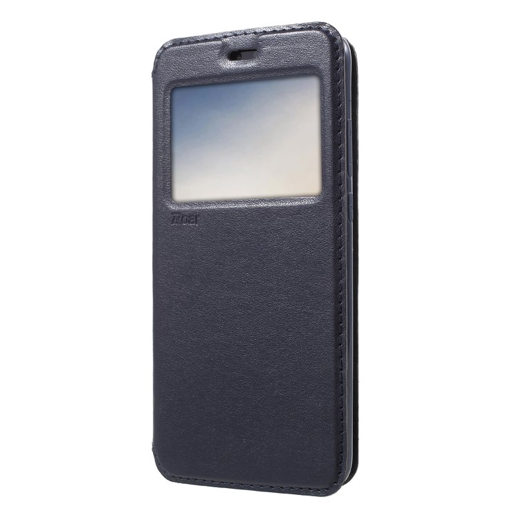ROAR View Window Noble Leather Flip Stand Casing for Huawei P20 - Dark Blue-1