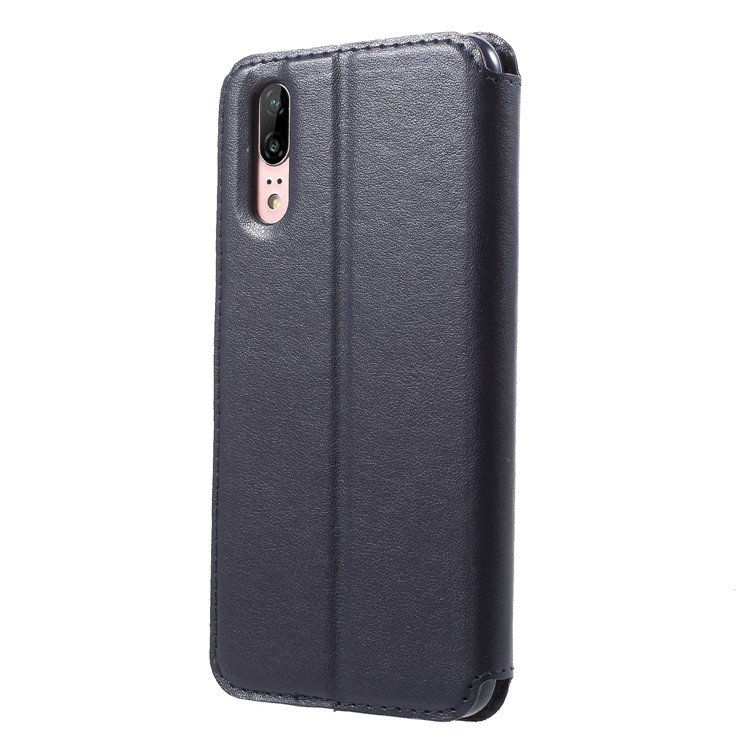 ROAR View Window Noble Leather Flip Stand Casing for Huawei P20 - Dark Blue-2